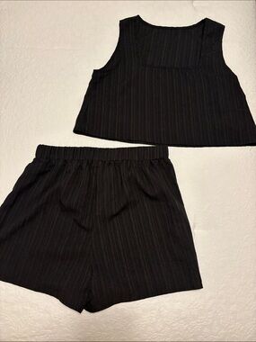 SHEIN Black Ribbed Tank Top and Shorts Set